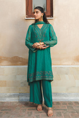 3 Piece Chiffon Embroidered Suit (AU0018)