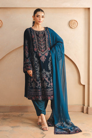 3 Piece Velvet Embroidered Unstitched Suit (AU0002)