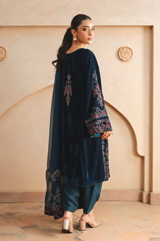 3 Piece Velvet Embroidered Unstitched Suit (AU0002)