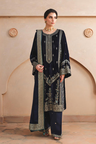 3 Piece Velvet Embroidered Unstitched Suit (AU0006)