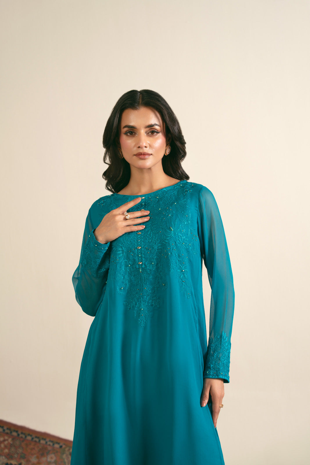 1 Piece Chiffon Embroidered Shirt (FS0017)