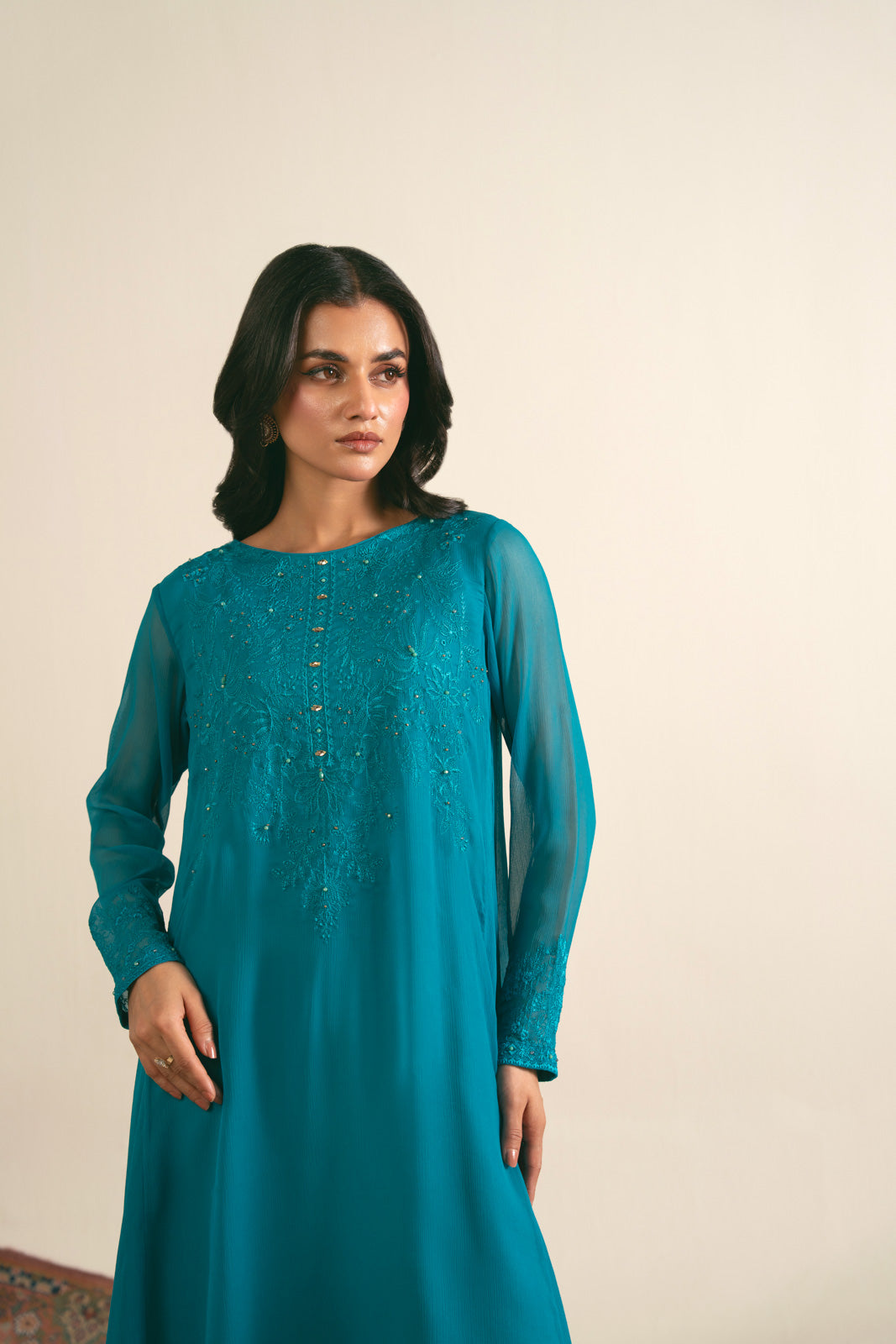 1 Piece Chiffon Embroidered Shirt (FS0017)