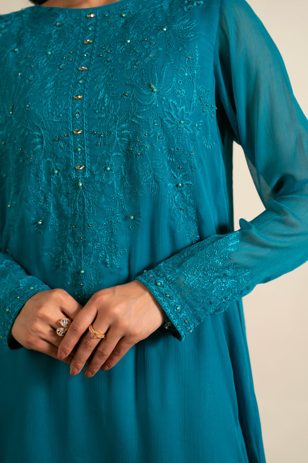 1 Piece Chiffon Embroidered Shirt (FS0017)