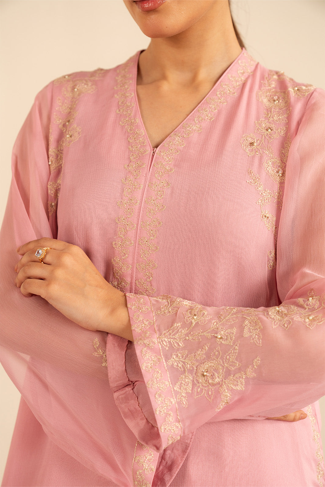 2 Piece Chiffon Embroidered Suit (FS0016)