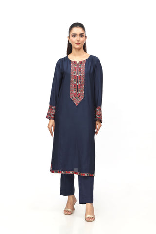 2 Piece Lawn Karandi Embroidered Suit  (HB1192)