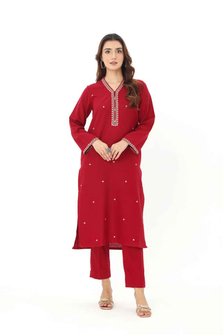 2 Piece Cotton Karandi Embroidered Suit (HB1247)