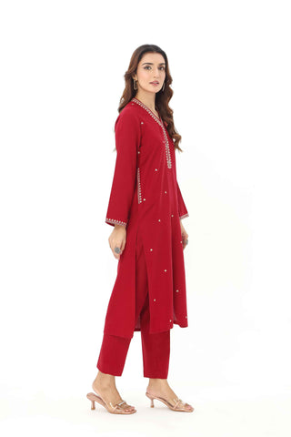 2 Piece Cotton Karandi Embroidered Suit (HB1247)