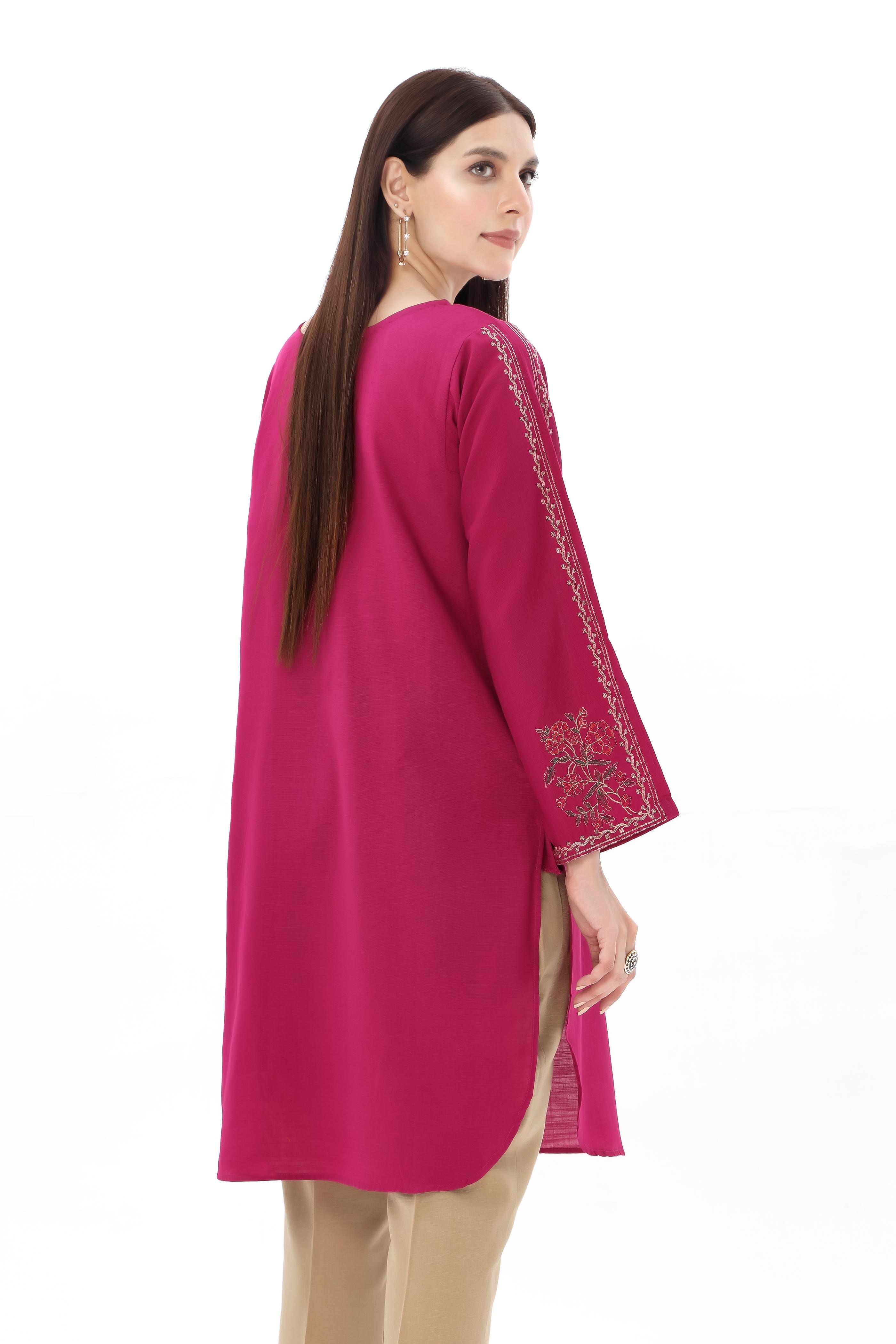 1 Piece Slub Khaddar Embroidered Shirt (HB1248)