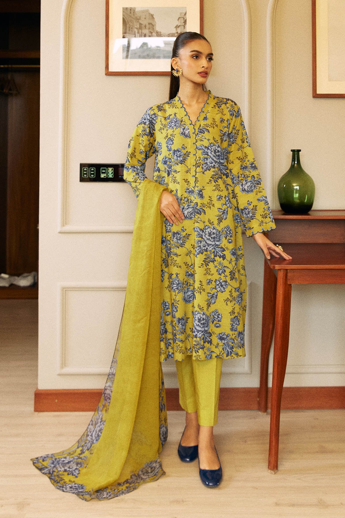 3 Piece Printed Khadar Suit  (PD1326)