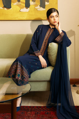 3 Piece Lawn Karandi Embroidered Suit (BA0132)