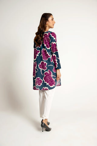 1 Piece Printed Slub Khaddar Printed & Tasselling Shirt  (PD1286)