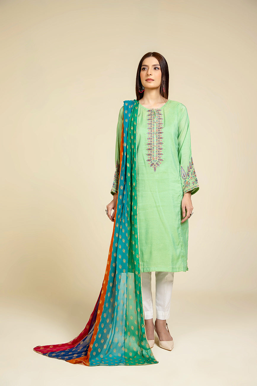 3 Piece Masoori Stripe Embroidered Suit (BB9894)