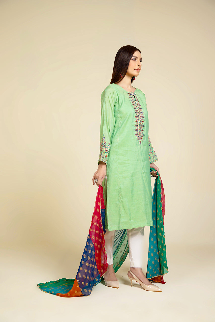 3 Piece Masoori Stripe Embroidered Suit (BB9894)