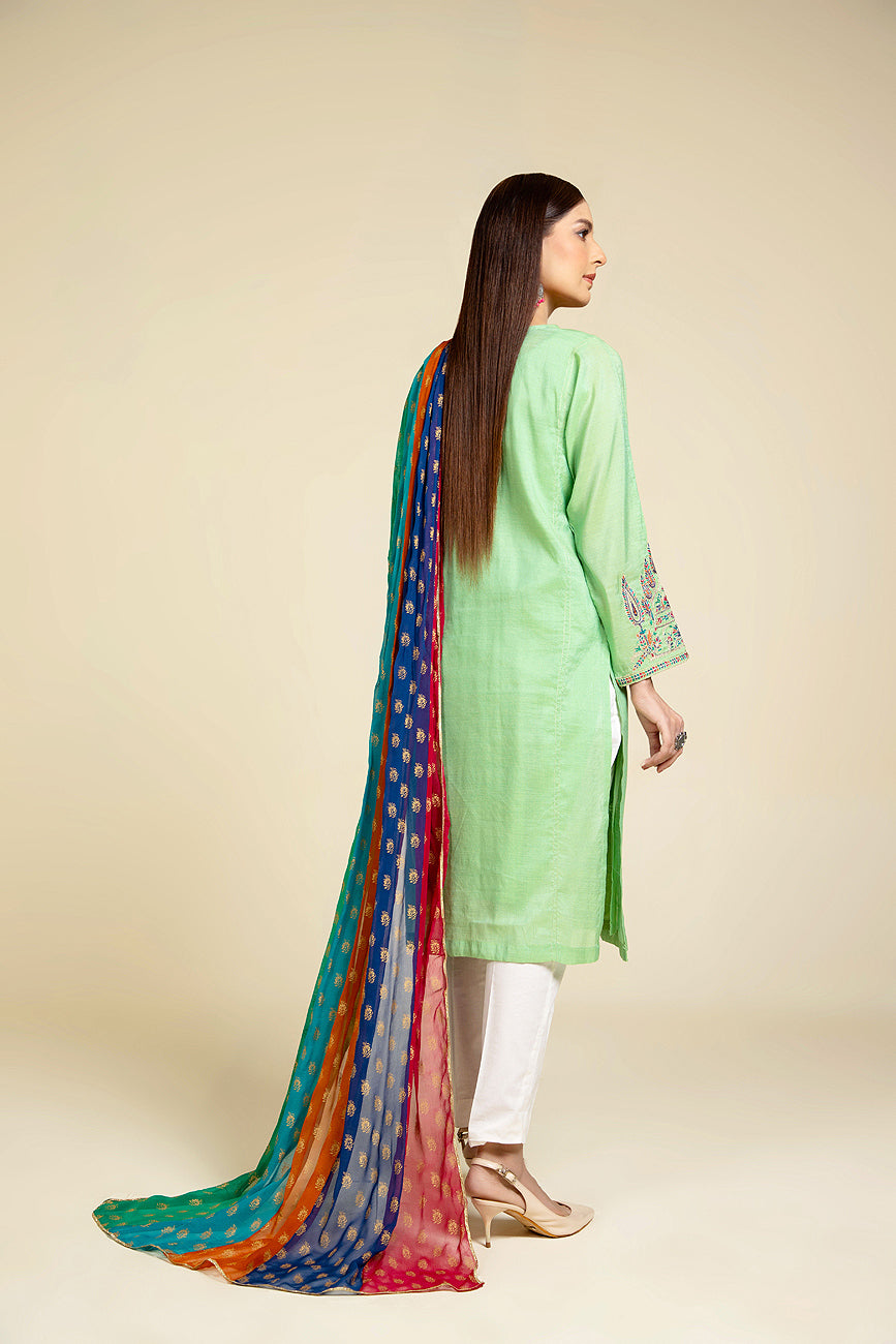 3 Piece Masoori Stripe Embroidered Suit (BB9894)