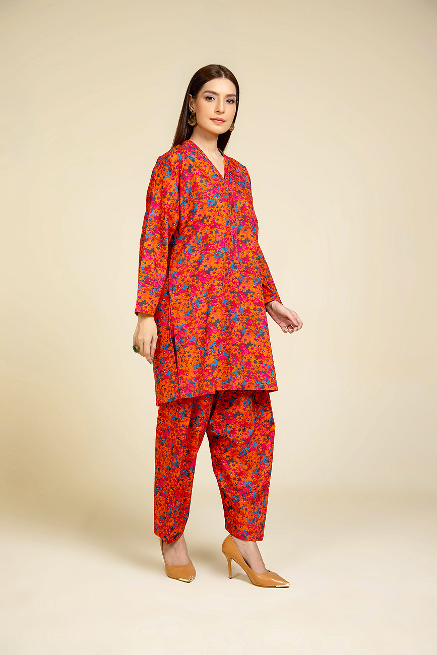 2 Piece Printed Slub Khaddar Printed Suit (PD1296)