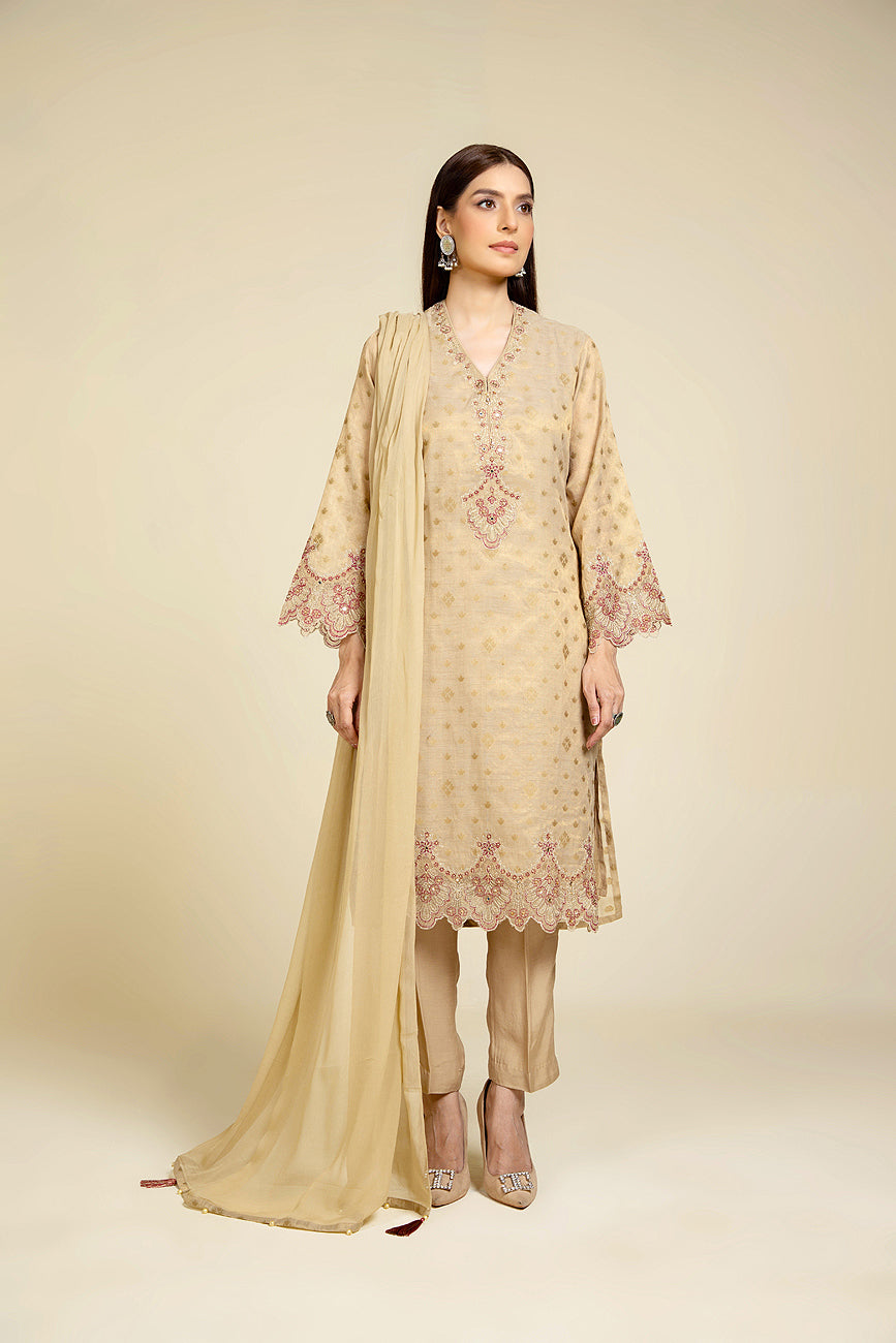 3 Piece Masoori Jacquard Embroidered Suit (BA0009)