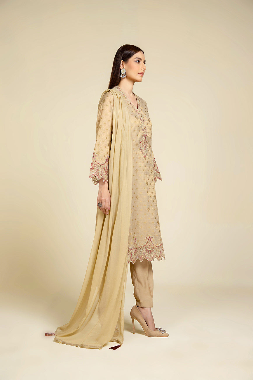 3 Piece Masoori Jacquard Embroidered Suit (BA0009)