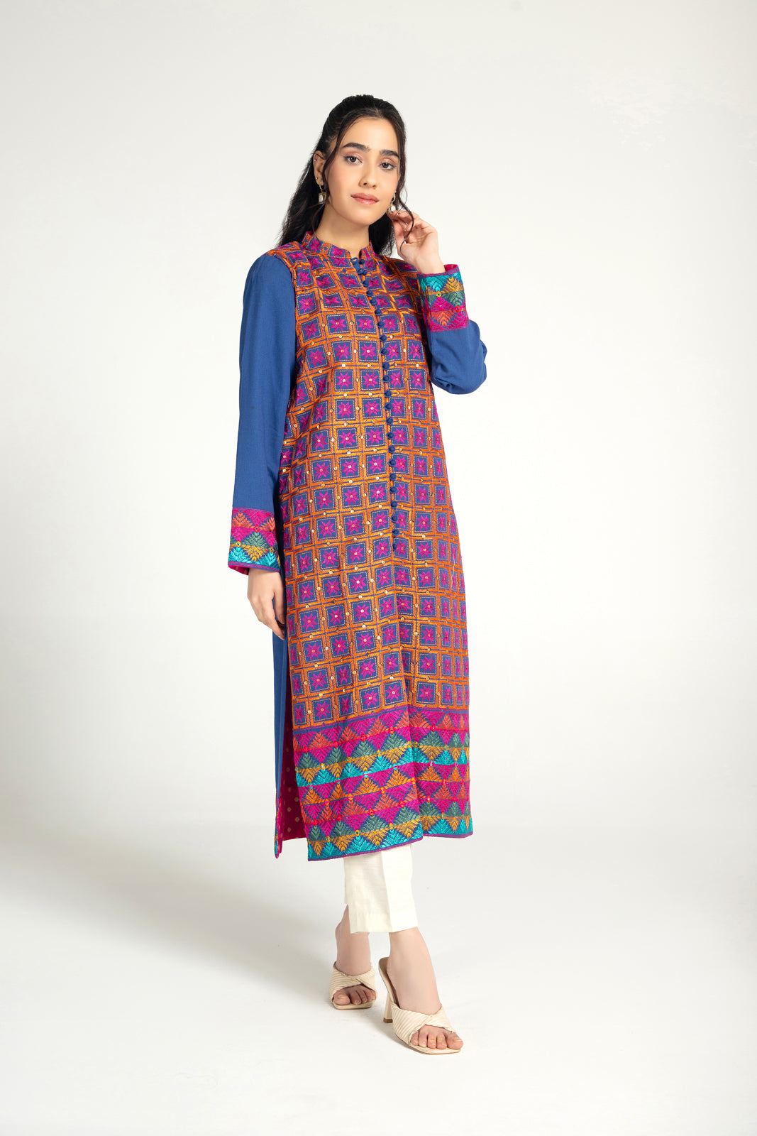 1 Piece Printed Lawn Karandi Embroidered Jacket (BB9533)