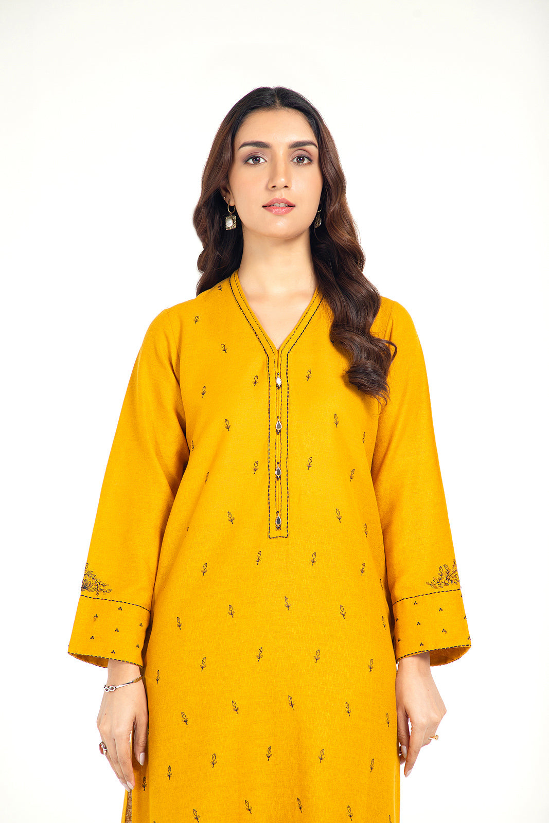 1 Piece Cotton Karandi Embroidered Shirt (HB1249)