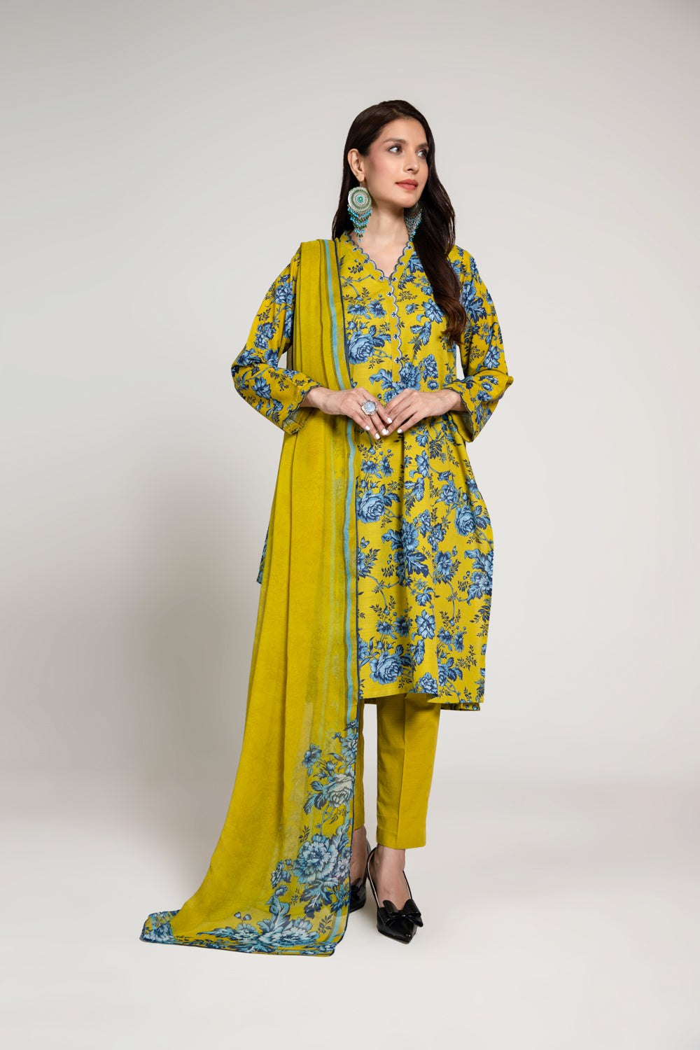 3 Piece Printed Khadar Suit  (PD1326)