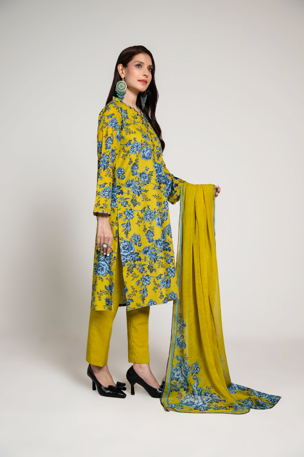 3 Piece Printed Khadar Suit  (PD1326)