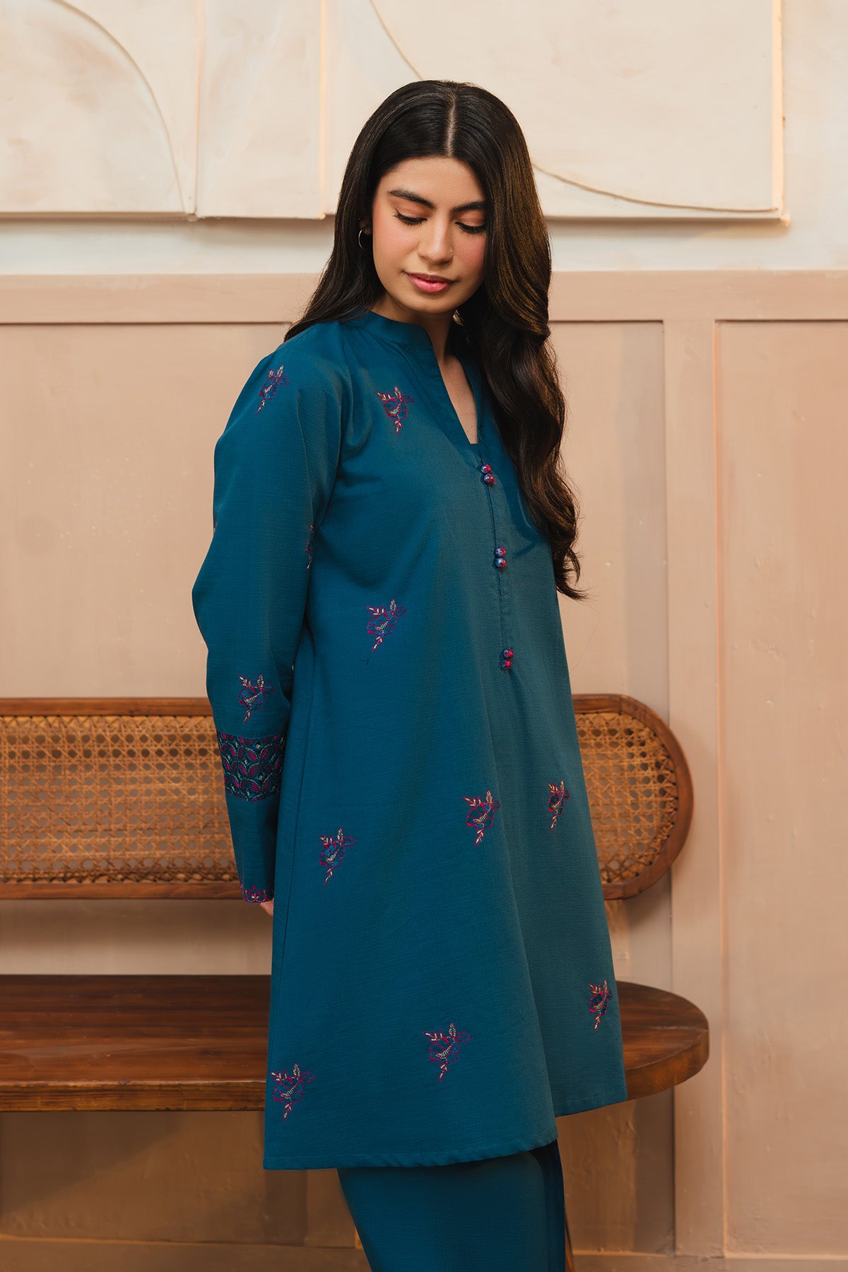 2 Piece Slub Khaddar Embroidered Suit (AE0050)