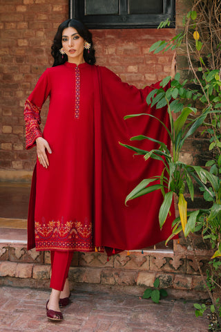 3 Piece Slub Khaddar Embroidered Suit (BB9659)