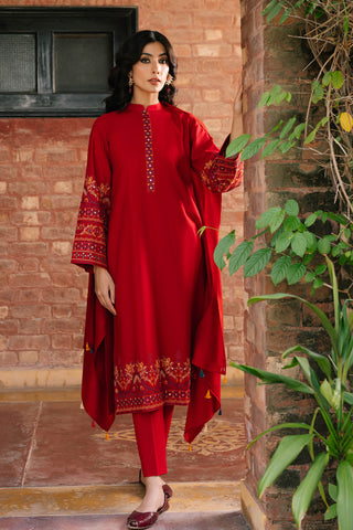 3 Piece Slub Khaddar Embroidered Suit (BB9659)