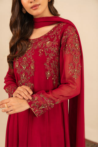 3 Piece Chiffon Embroidered Suit (FL0012)