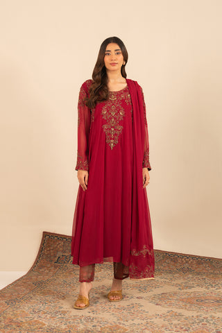 3 Piece Chiffon Embroidered Suit (FL0012)