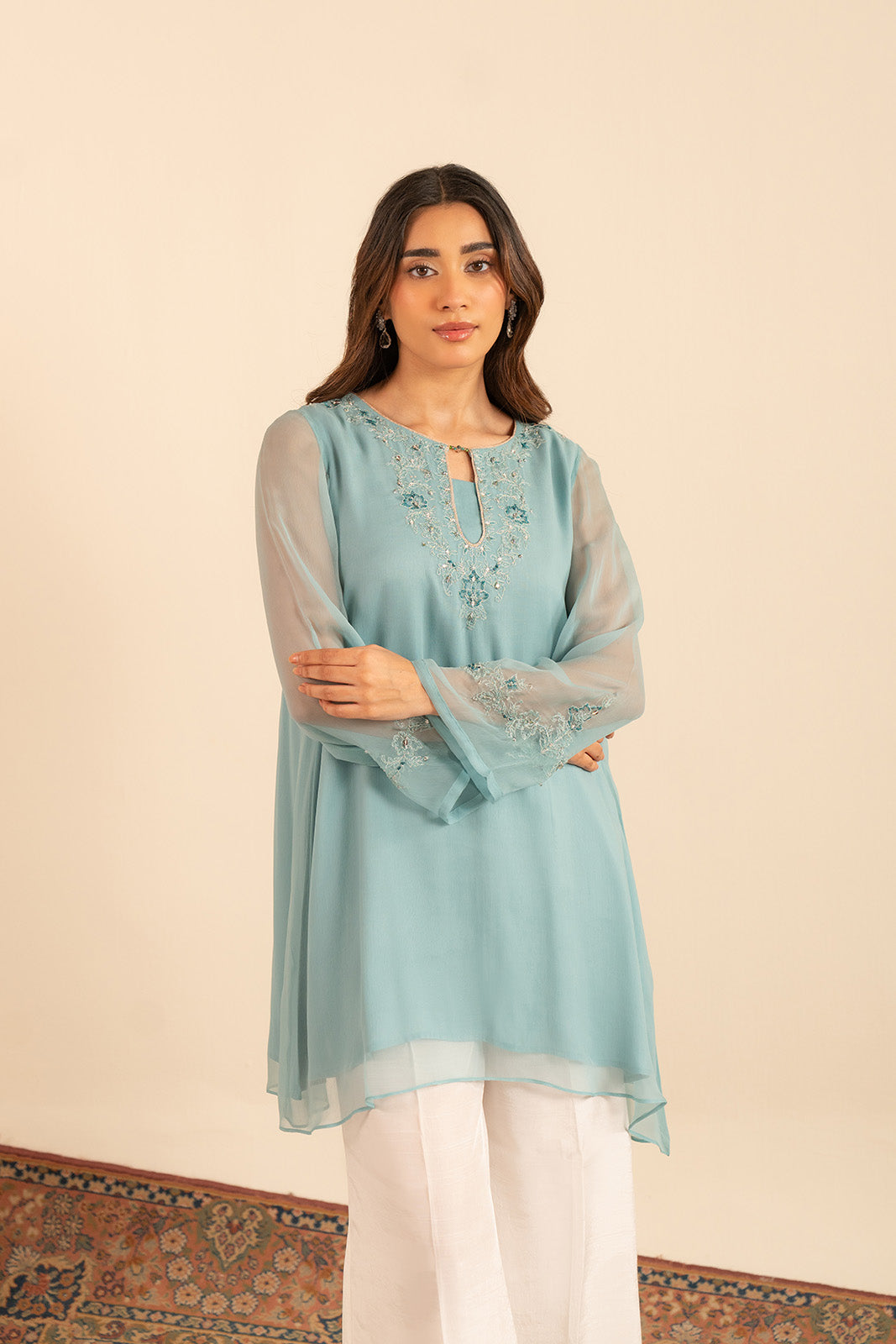 1 Piece Chiffon Embroidered Shirt (FS0018)